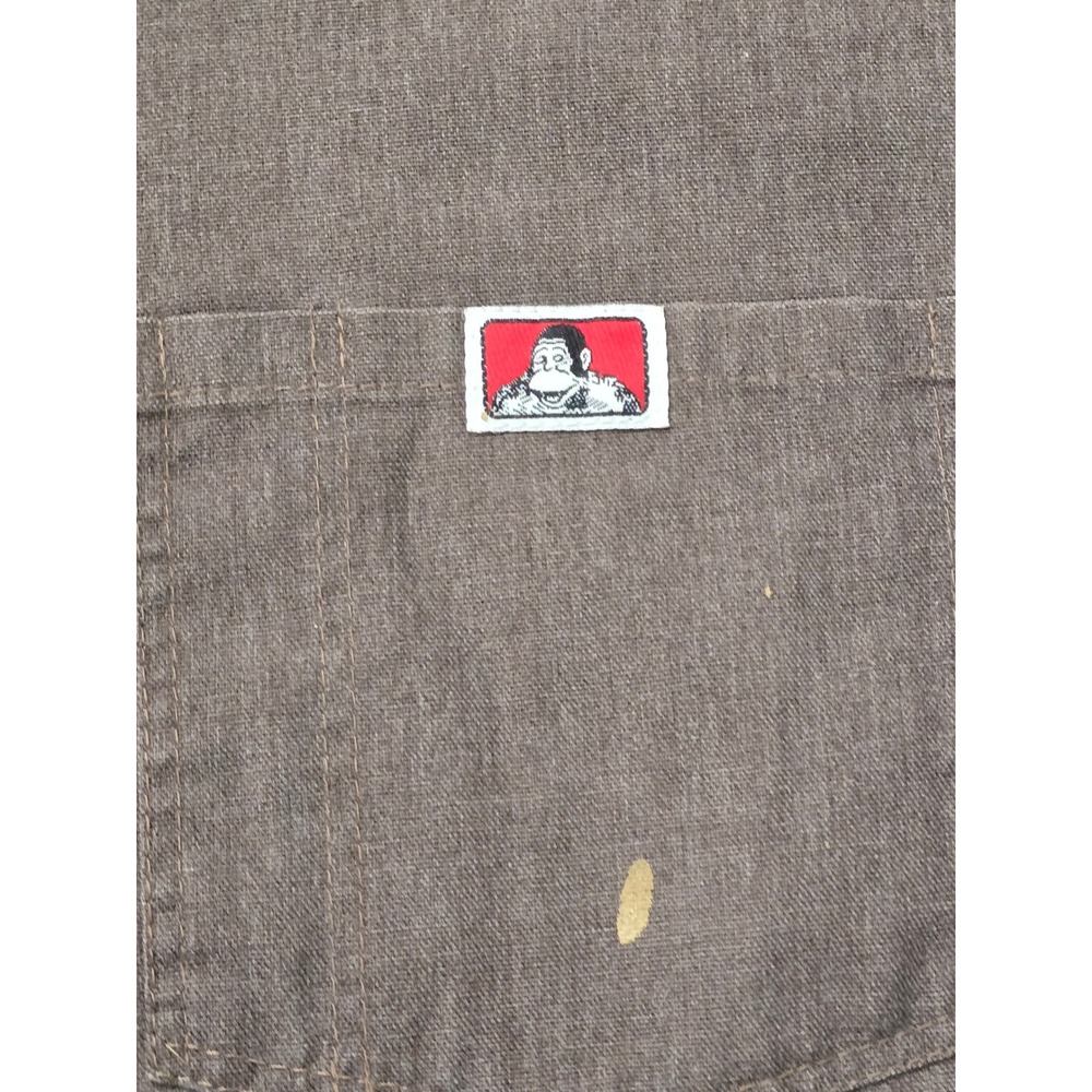 Ben Davis Mens XL Half Zip Work Shirt Brown Short Sleeve Made in USA Paint splat - Picture 2 of 7